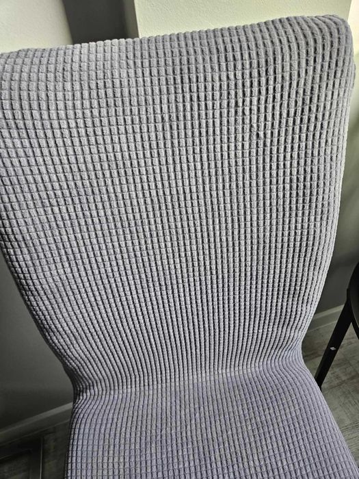 Pokrowce na krzesła 4 szt komplet szare żakardowe kratka