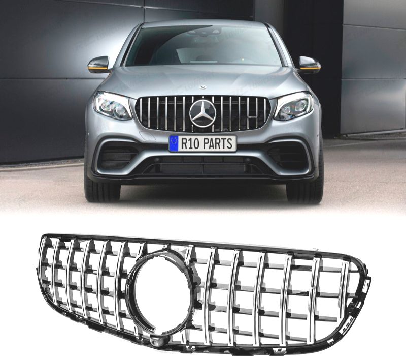 GRELHA FRONTAL MERCEDES GLC X253 C253 15-18 LOOK AMG PRETO CROMADO