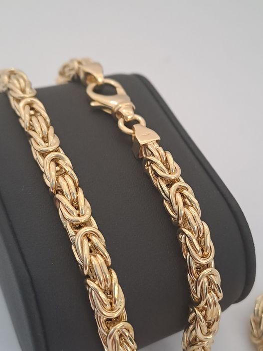 Złoty łańcuszek splot KRÓLEWSKI Dmuchany 585 Nowy