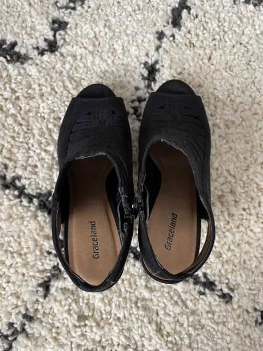 Buty szpilki sandałki Garaceland 36 czarne rzymianki paski Deichmann