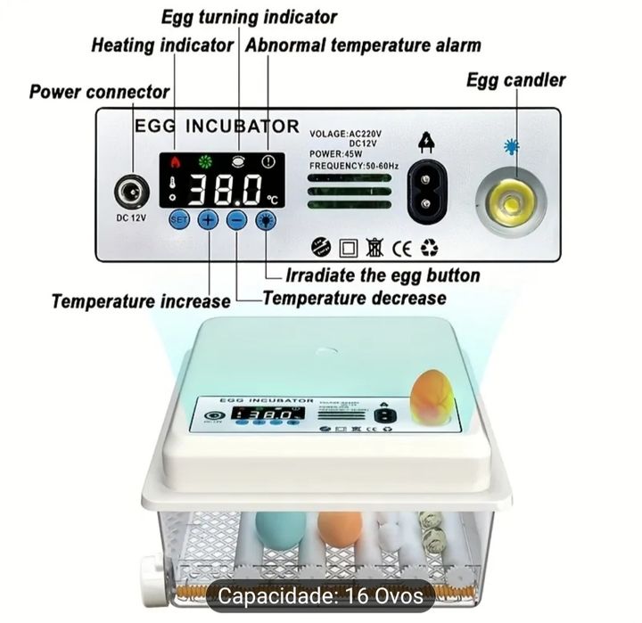 Incubadora Automática para 12-16 Ovos