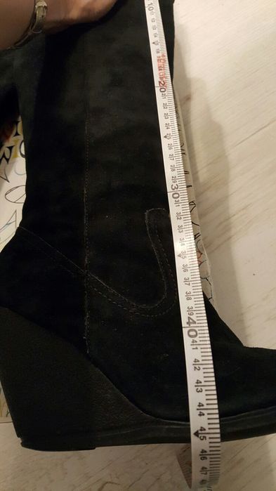 Kozaki na koturnie rozm. 36 czarne czerń zamsz