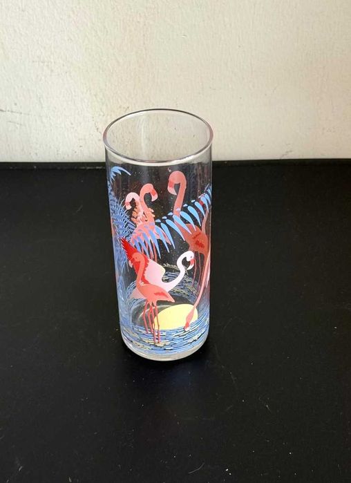 Conjunto de Copos com Flamingos Verdes e Flamingos Azuis
