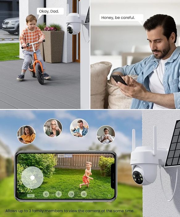 Zewnętrzna kamera monitorująca GALAYOU z baterią słoneczną – Kamera 2K