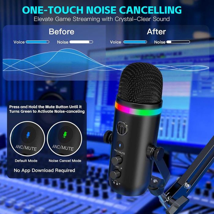 ZealSound K66 PRO Mikrofon pojemnościowy USB, Plug&Play dla YT STREAM