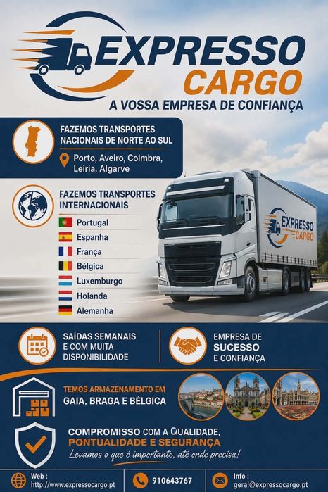 Expressocargo Transportes Logistica Mudanças  Braga Porto Coimbra Leiria Lisboa Algarve 24Horas  Serviços Diarios