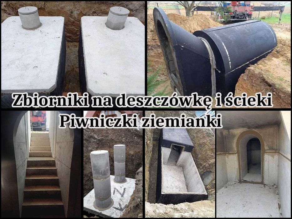 Zbiorniki betonowe na szambo deszczówkę 10m3 Piwnice betonowe kanały