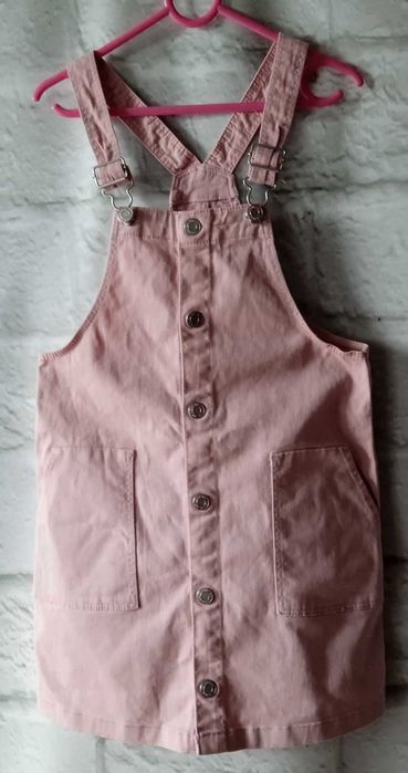 Różowa spódniczka ogrodniczka na szelkach H&M 9-10 lat