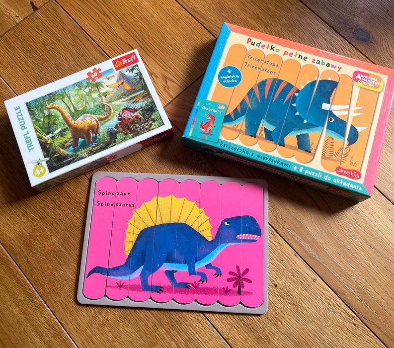 Dinozaury. Puzzle plus układanka 3 w 1