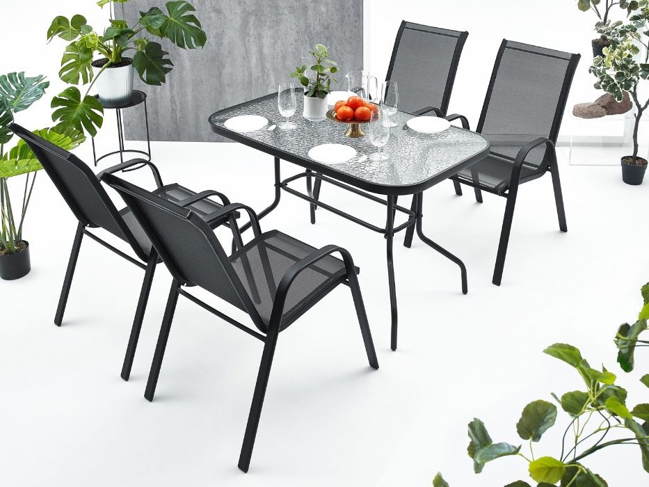 Meble ogrodowe zestaw stół 4+1 na taras balkon 70 cm x 120 cm x 73 cm