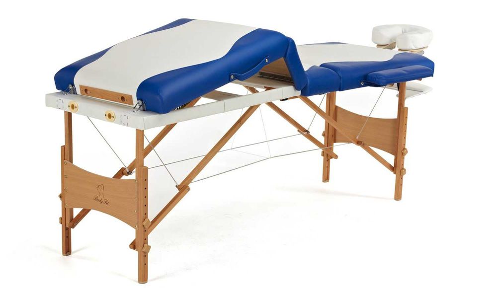 Stół, łóżko do masażu 4-segmentowe drewniane BIA-NIE/TYLKO WYSYŁKA