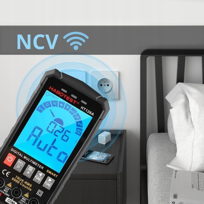 Cyfrowy Multimetr Uniwersalny NCV RMS Live Test Termopara Temp.latarka