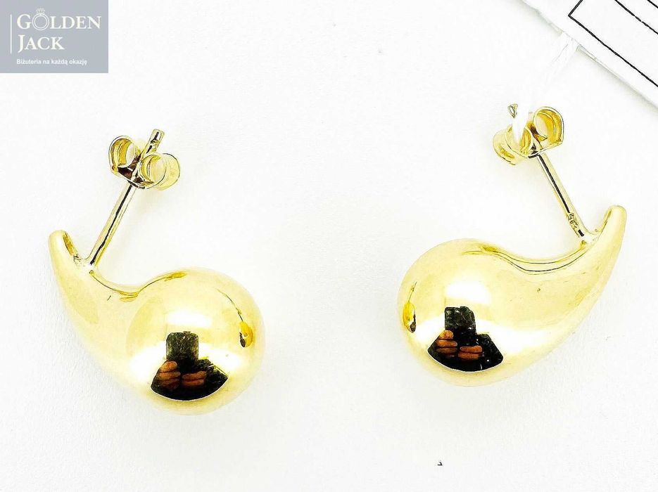 Złote kolczyki Kropelka Łezka na sztyft złoto pr. 585 waga 1,91 g 2 cm