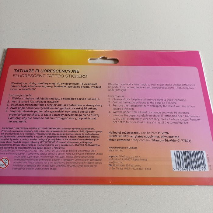 Tatuaże fluorescencyjne, neonowe, makijaż