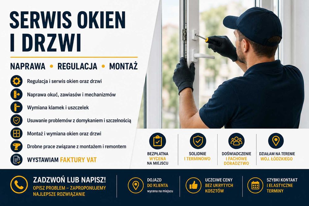 Serwis okien i drzwi | Regulacja, naprawa, sprzedaż, montaż