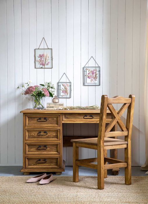 woskowane biurko z szufladami BIK02