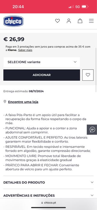 Faixa pos parto chicco