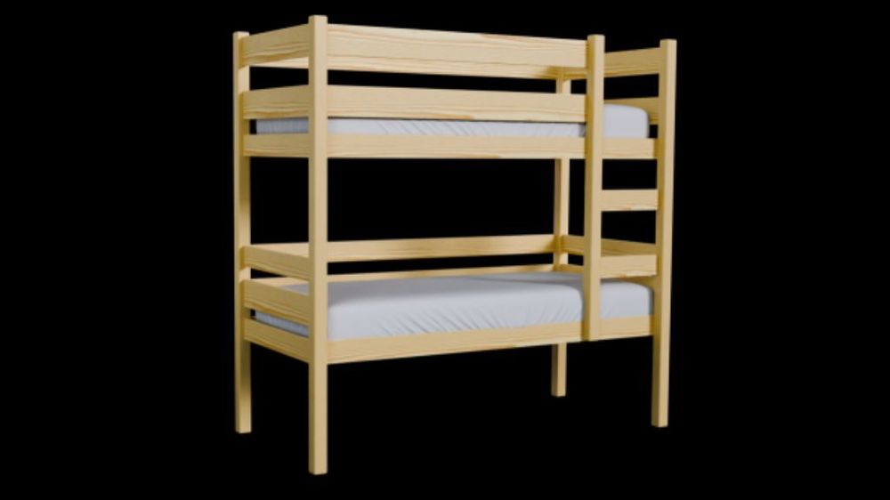 Solidne sosnowe łóżko piętrowe 2w1 z materacami 180x90