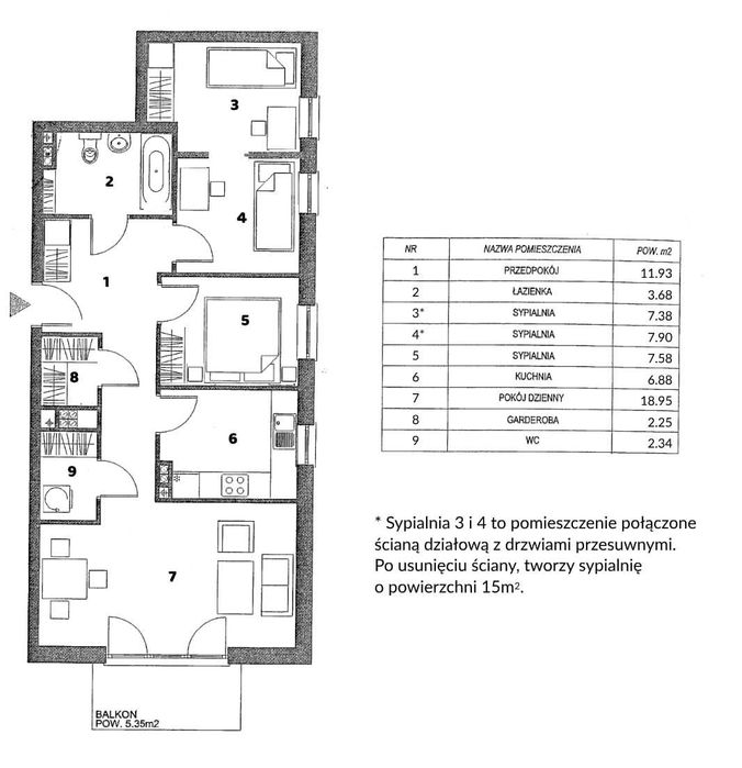 Ząbki, Powstańców | 68,44 m² | 3 pokoje (dziś 4) | 1 piętro | balkon | garaż | komórka