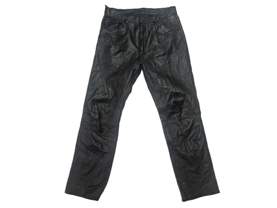 Męskie spodnie motocyklowe skórzane proste roz. M pas 82 (1549)