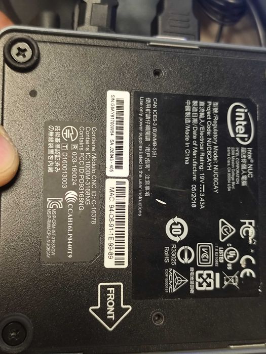 Intel NUC6CAYH Celeron J3455 4ядра 2.3GHz ddr3x2 sata 2.5 wifiac+bt