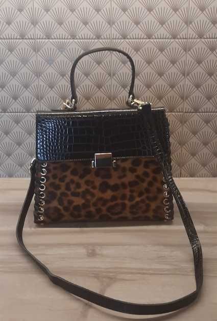 Uterque/Massimo Dutti torebka do ręki, na ramię panterka nowa