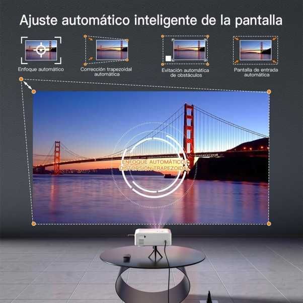Projetor inteligente XuanPad Full HD 1080p com foco automático e tripé — excelente estado