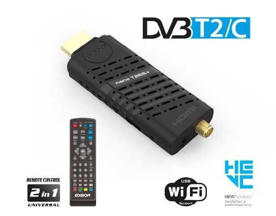 Edision NANO T265+ tuner DVB-T2 HEVC HDMI USB 2w1 mini rozmiar WIFI