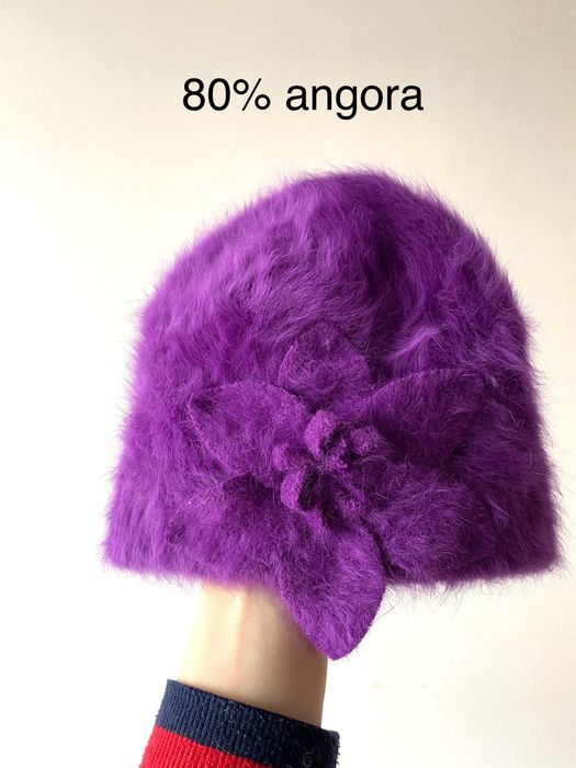 80% angora nowa czapka toczek wełniana puszyta miękka premium