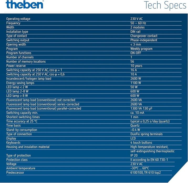 Theben TR 610 top3 1-канальний тижневий цифровий таймер