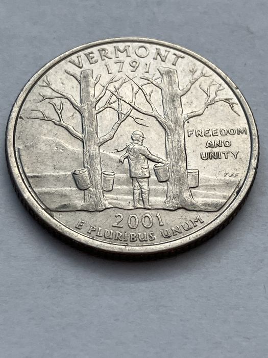 USA - 25 centów Vermont - 2001 rok "D" - real foto