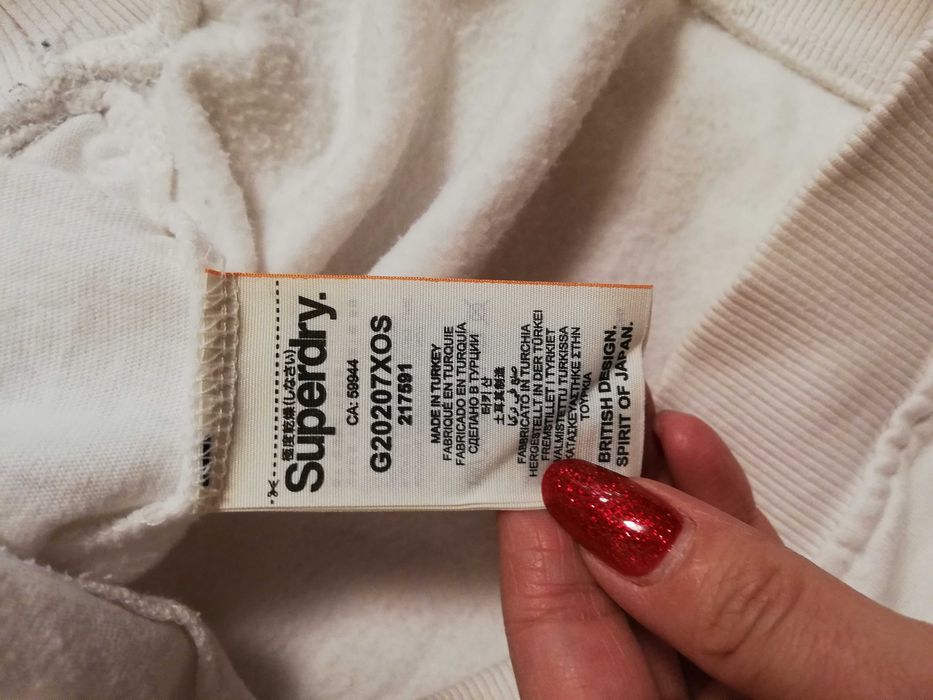 bluza Superdry S 36 biała z kapturem krótka bluza Superdry xs s