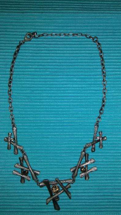 Komplet, Naszyjnik+ kolczyki, stylizacja na srebro oksydowane JAK NOWE