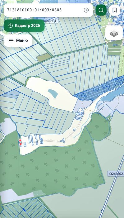 Продам 27сот Каменка,крайній від лісу з власним озером.