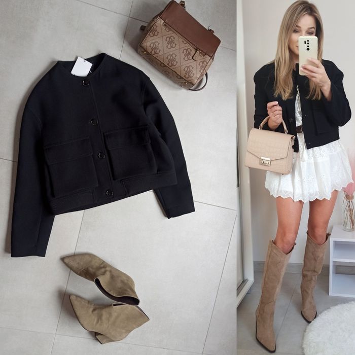 Zara kurtka bomberka XS 34 czarna luźna