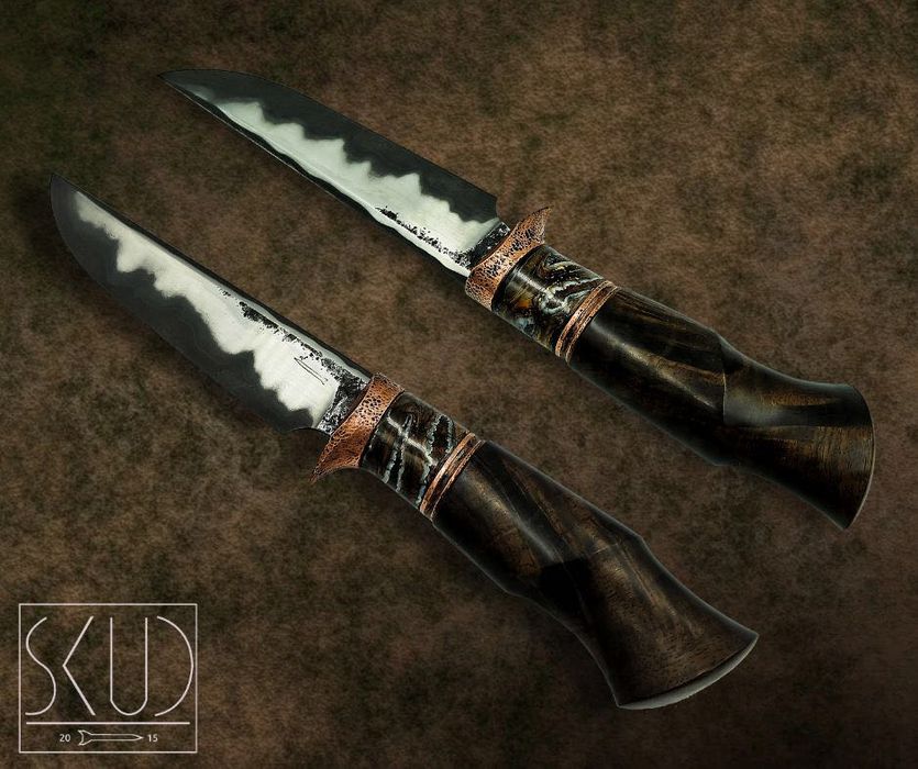 Nóż custom ręcznie robiony handmade myśliwski D2 harcerski SKUD blades
