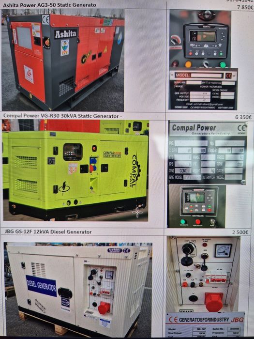 Gerador diesel novo de 10 a 50 kva