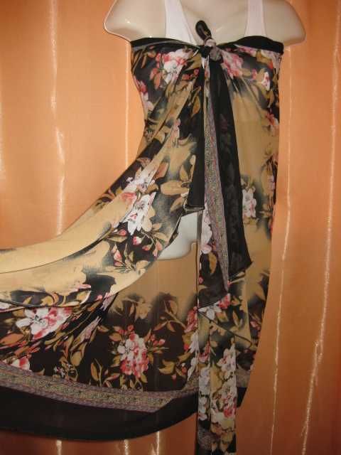 легкий парео шарф шаль платок накидка темний чорний шифоновий