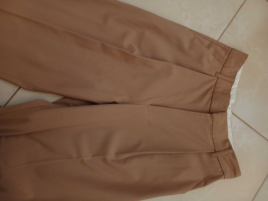 Брюки бежеві кемел zara S