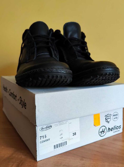 Nowe buty damskie Helios Komfort rozmiar 38-czarne, naturalna skóra
