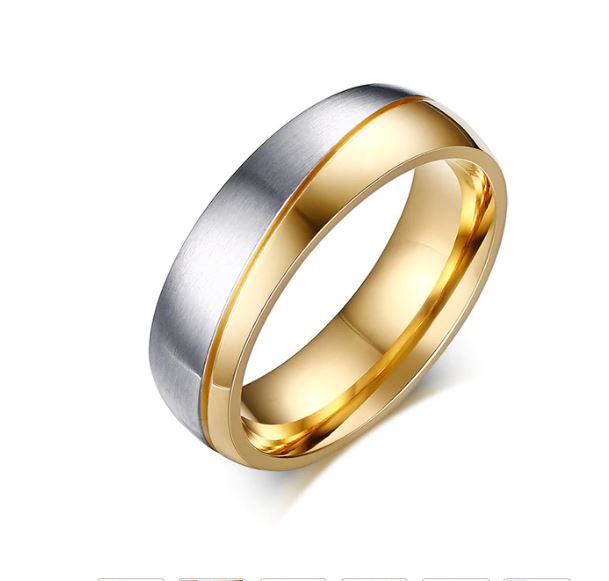 Anel / Aliança Casal - Aço Dupla Cor