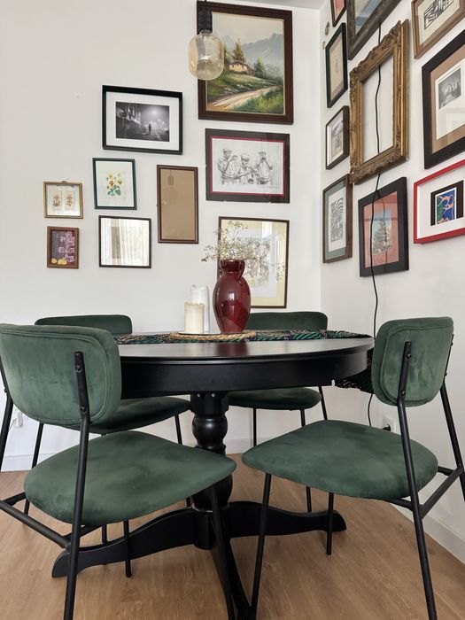 Mesa redonda extensível em preto