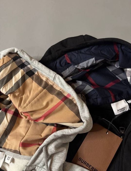 Зіп-худі Burberry чоловіче S–XL чорне/молочне + подарунок