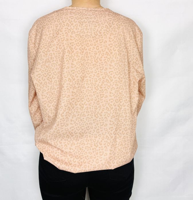 Brzoskwiniowa bluzka w drobną panterkę L 40