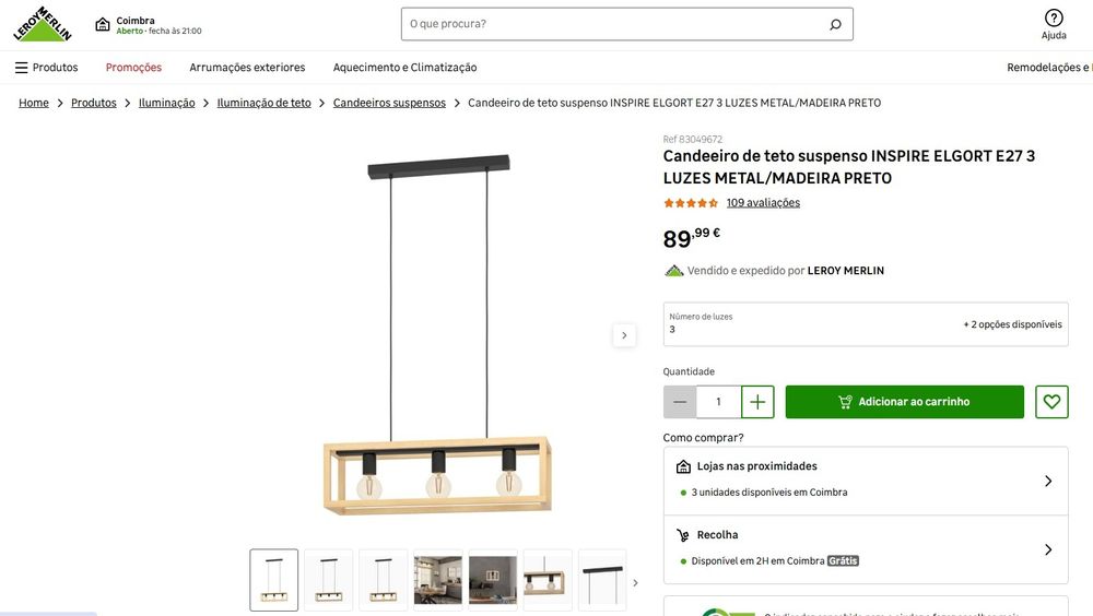 Conjunto candeeiros de teto suspensos