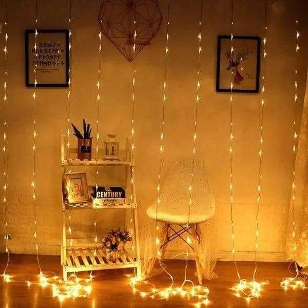 Гирлянда штора 3 на 2 метра Теплый цвет