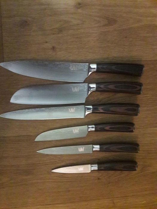 Набор (6 шт) кухонных ножей из японской дамасской стали.РАСПРОДАЖА!