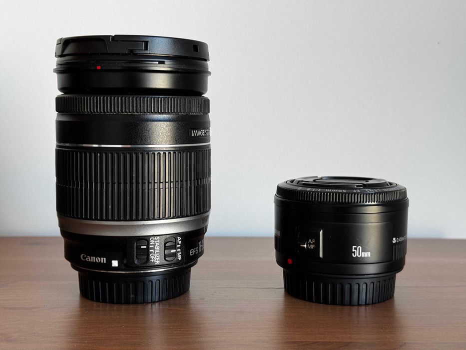 Canon EOS 70D + 18-200mm IS + 50mm f/1.8 + acessórios