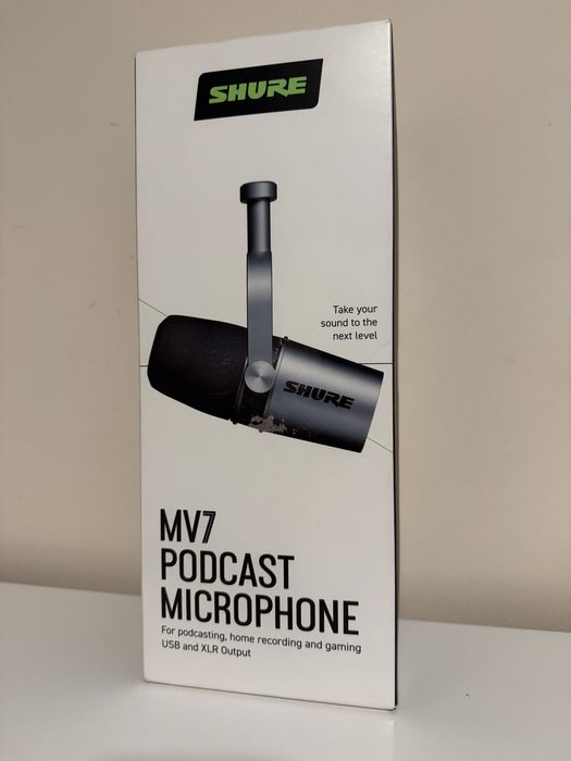 Shure MV7 (XLR+Usb) ze statywem - Mikrofon dynamiczny do np. podcastów