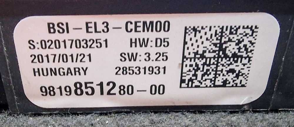 Caixa Fusíveis / SAM / BSI CITROËN C3 III (SX) ano 2016